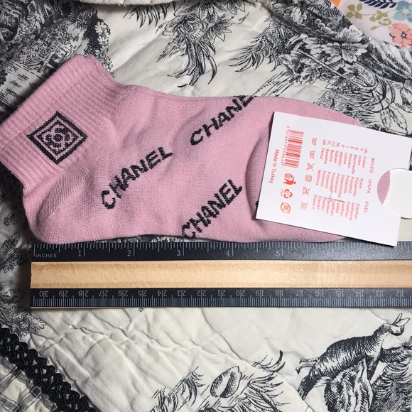 CHANEL Socks & Bag fun Chanel style from off brand store Pink small size 6-7 sz - Picture 5 of 11